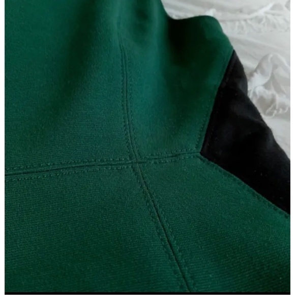 Tahari Sz 10 Emerald Hunter Green Black Sheath Dress Christmas Figure Flattering - Picture 8 of 16